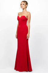 Glamorous Mermaid Strapless Sleeveless Sweetheart Neck Lace-Up-Back Floor-Length Evening Dress