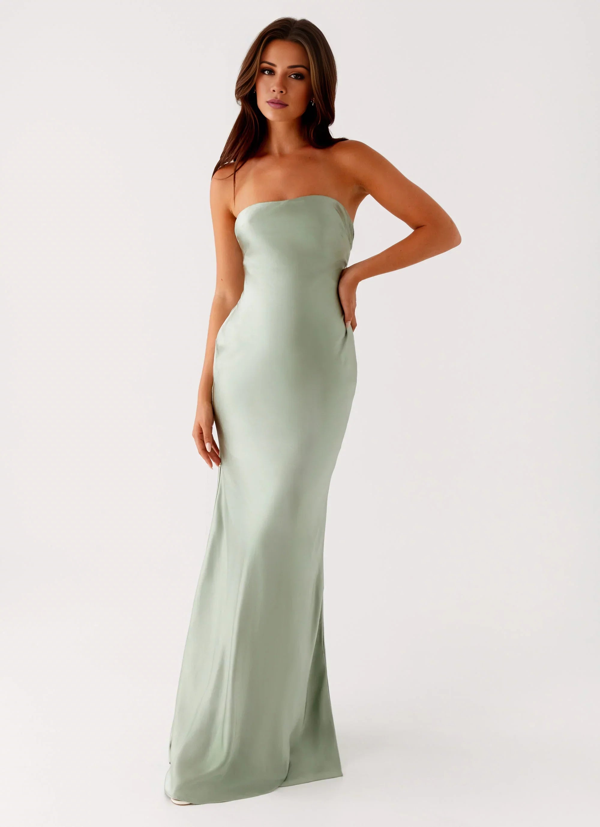 Glamorous Off the Shoulder Neck Strapless Satin Sleeveless Mermaid Floor-Length Prom Dress