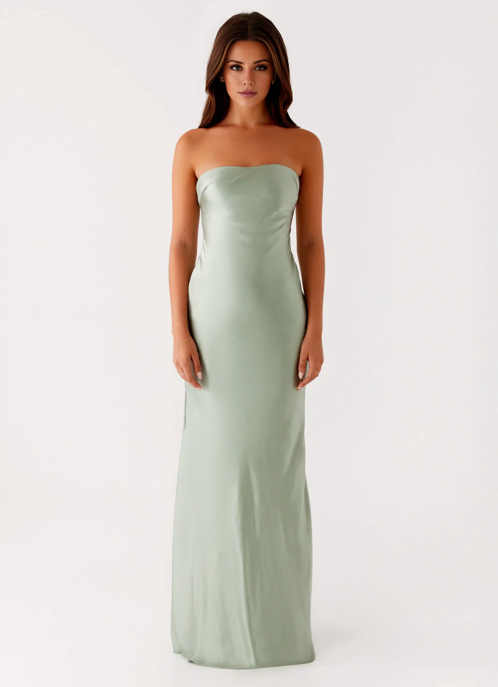 Glamorous Off the Shoulder Neck Strapless Satin Sleeveless Mermaid Floor-Length Prom Dress