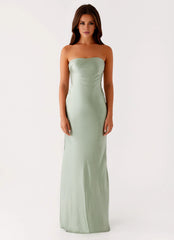 Glamorous Off the Shoulder Neck Strapless Satin Sleeveless Mermaid Floor-Length Prom Dress