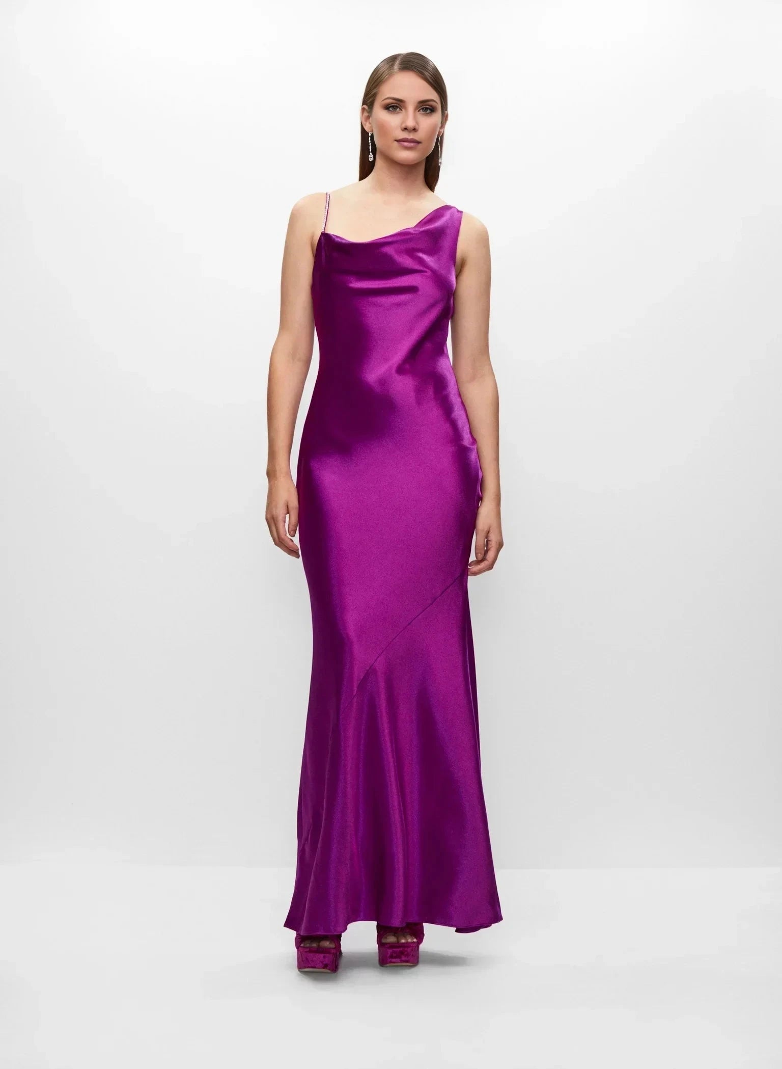 Glamorous One-Shoulder Asymmetrical Neck Sleeveless Satin Mermaid Floor-Length Evening Dress by YiHuiw