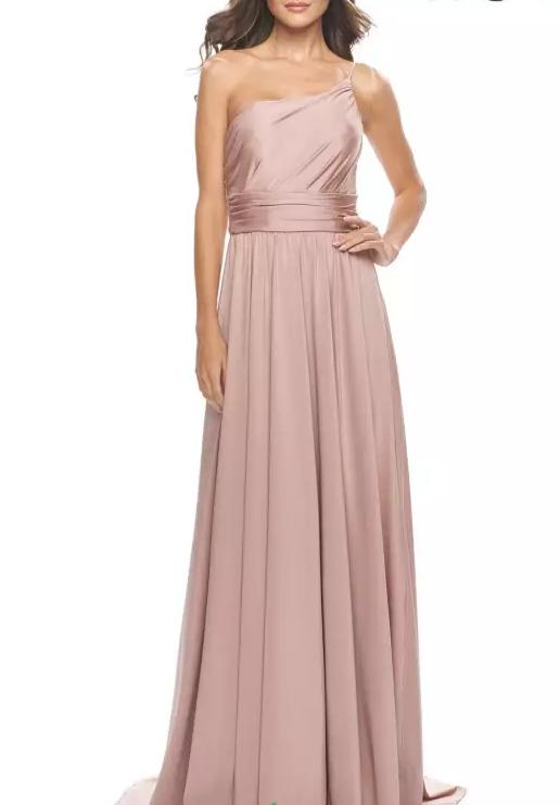 Glamorous One-Shoulder Ruched Bodice Waistband Chiffon Train Prom Dress