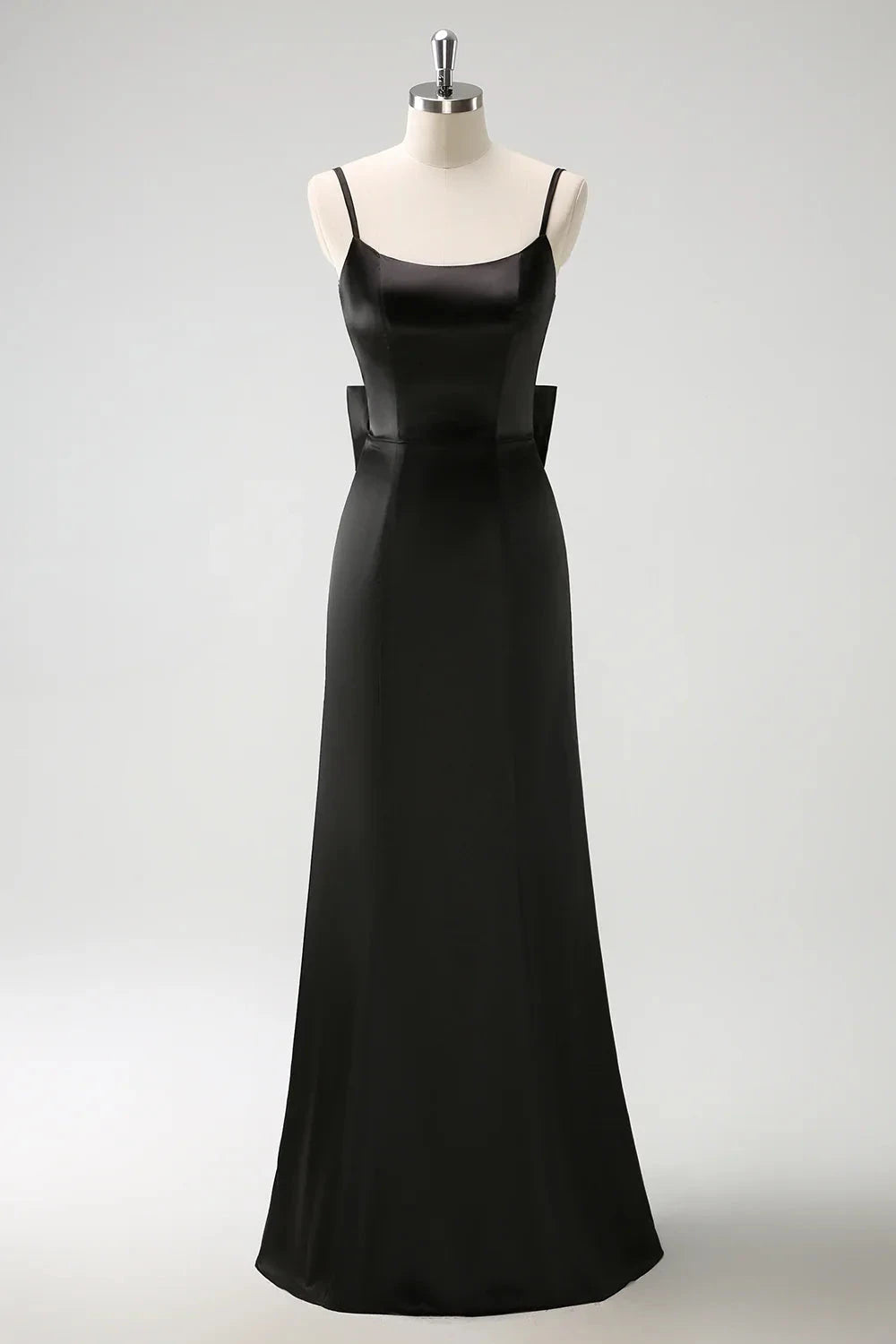 Glamorous Satin Mermaid Square Neck Spaghetti Strap Open Back Floor-Length Evening Dress by LANQI DRESS