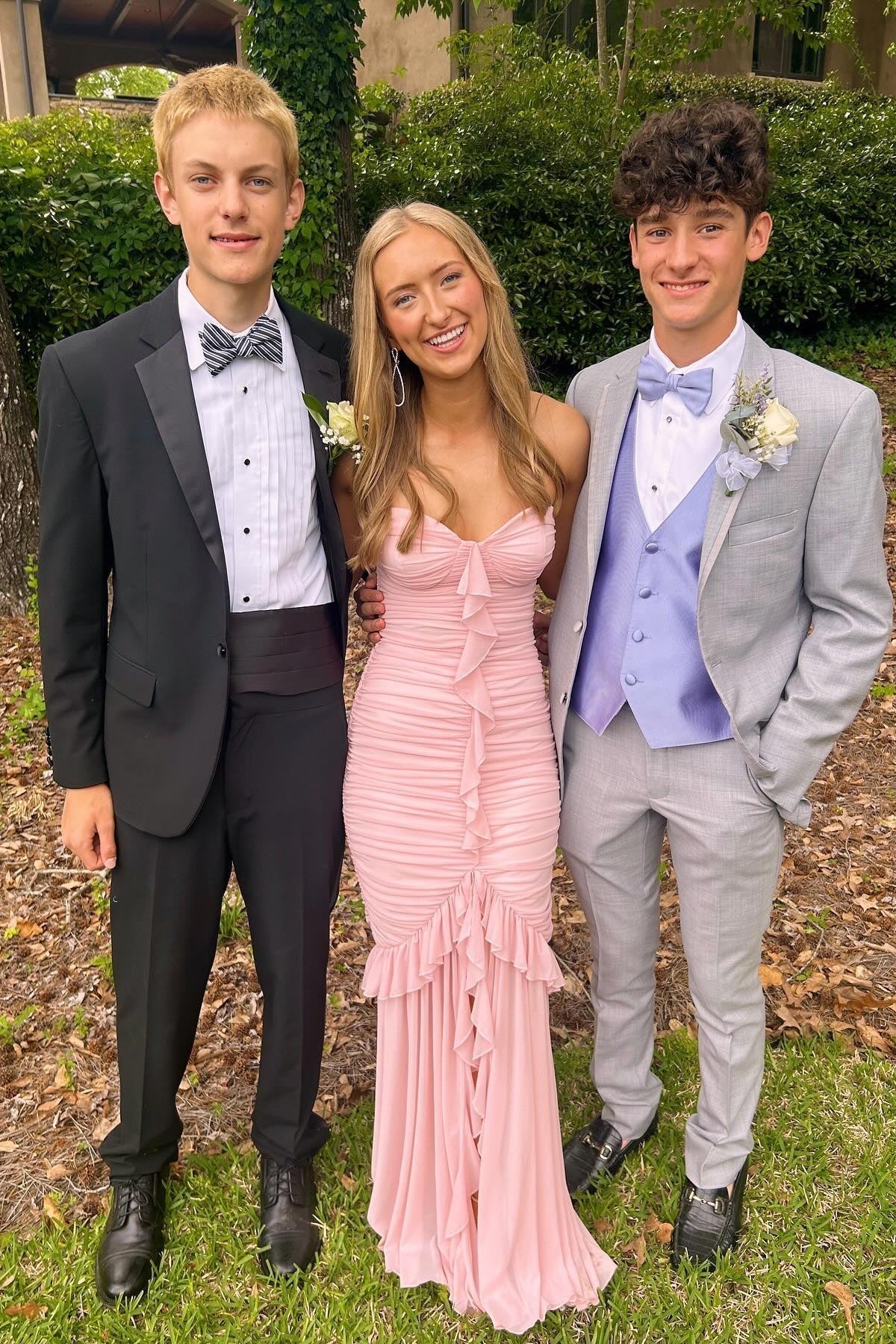 Glamorous Strapless Prom Dresses with Ruched Bodice, Cascading Ruffle Detail and High-Low Chiffon Skirt Formal Gown by JiMiss Dresses