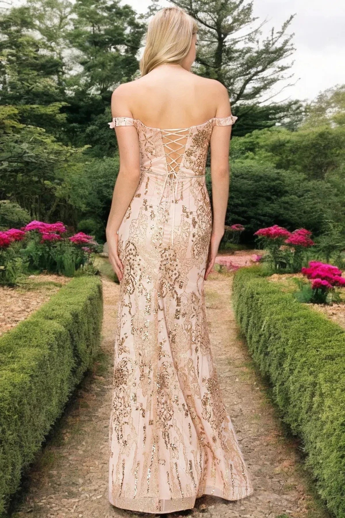 Glittering Mermaid Sweetheart Off Shoulder Lace Up Back Floor Length Prom Dress by YiHuiw