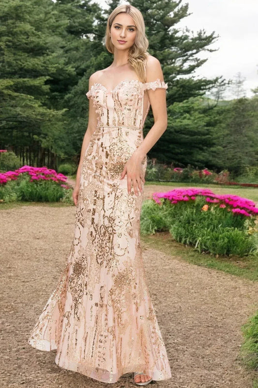 Glittering Mermaid Sweetheart Off Shoulder Lace Up Back Floor Length Prom Dress by YiHuiw
