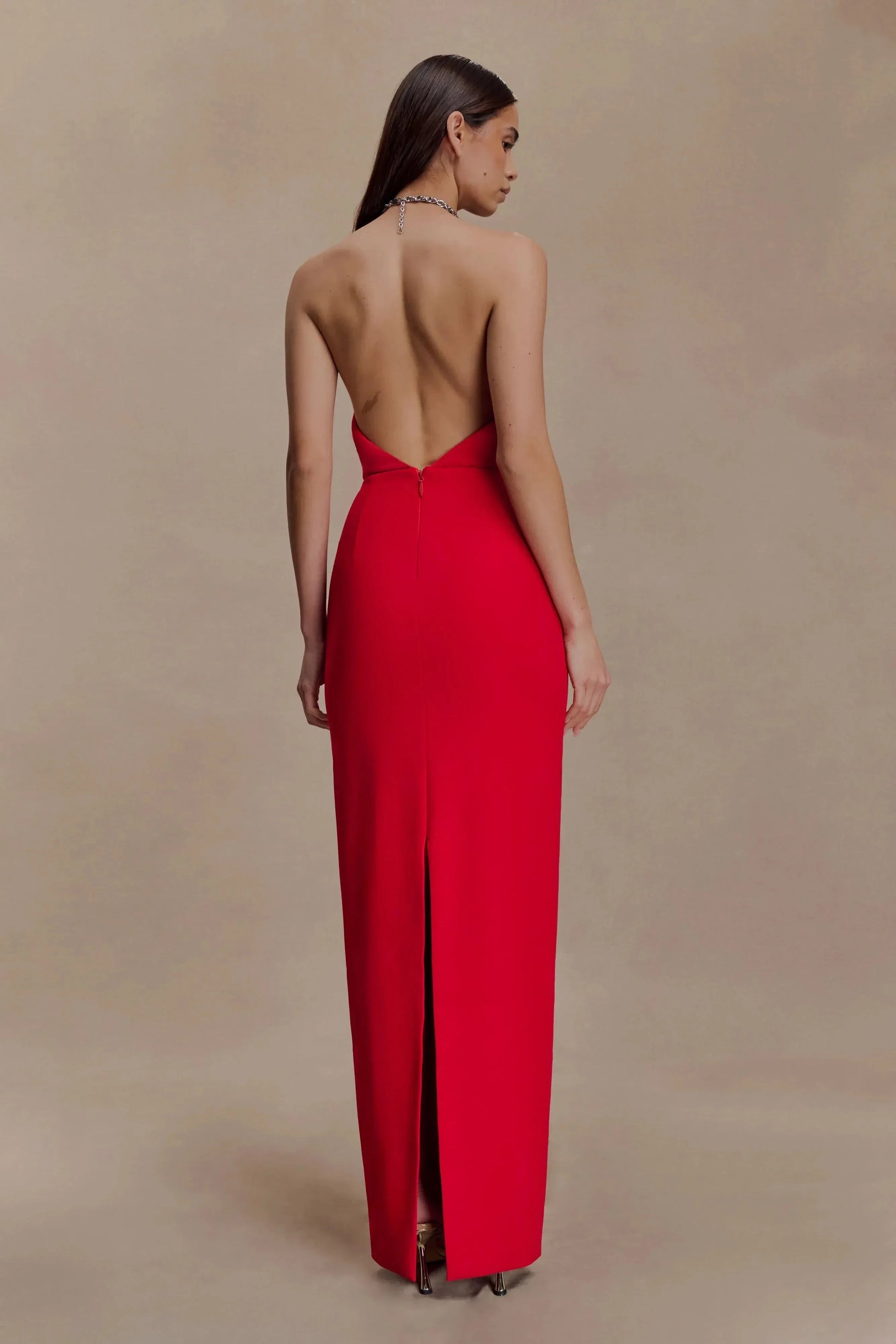 Gorgeous Sheath Halter Neck Sleeveless Open Back Floor Length Prom Dress by YiHuiw