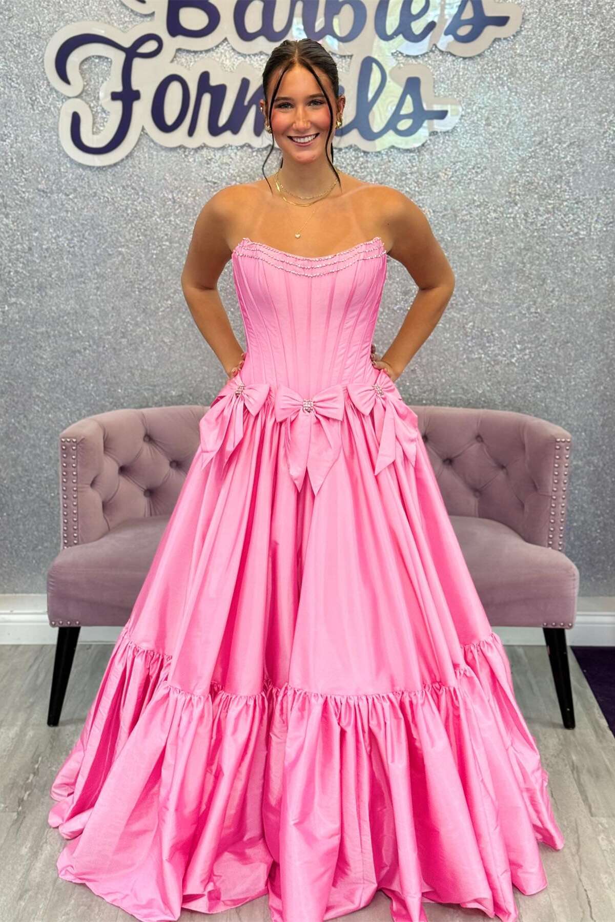 Gorgeous Ball-Gown Strapless Sleeveless Beaded-Bodice Floor-Length Prom Evening Formal Dress by JiMiss Dresses