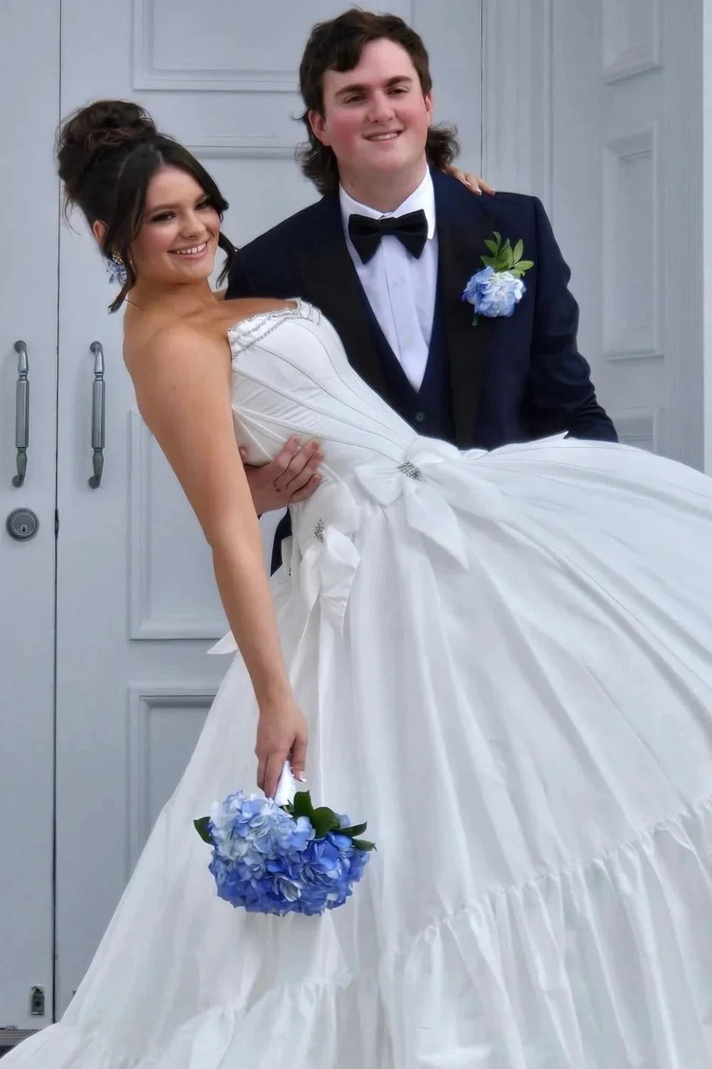 Gorgeous Ball-Gown Strapless Sleeveless Beaded-Bodice Floor-Length Prom Evening Formal Dress by JiMiss Dresses