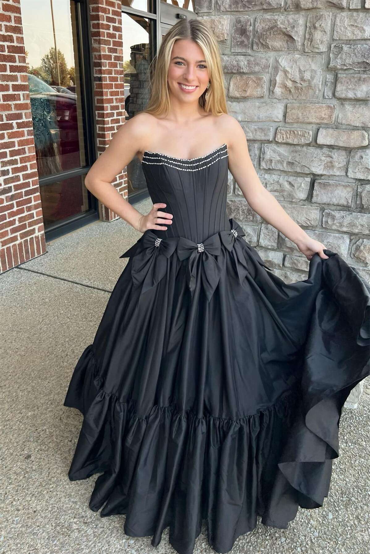 Gorgeous Ball-Gown Strapless Sleeveless Beaded-Bodice Floor-Length Prom Evening Formal Dress by JiMiss Dresses