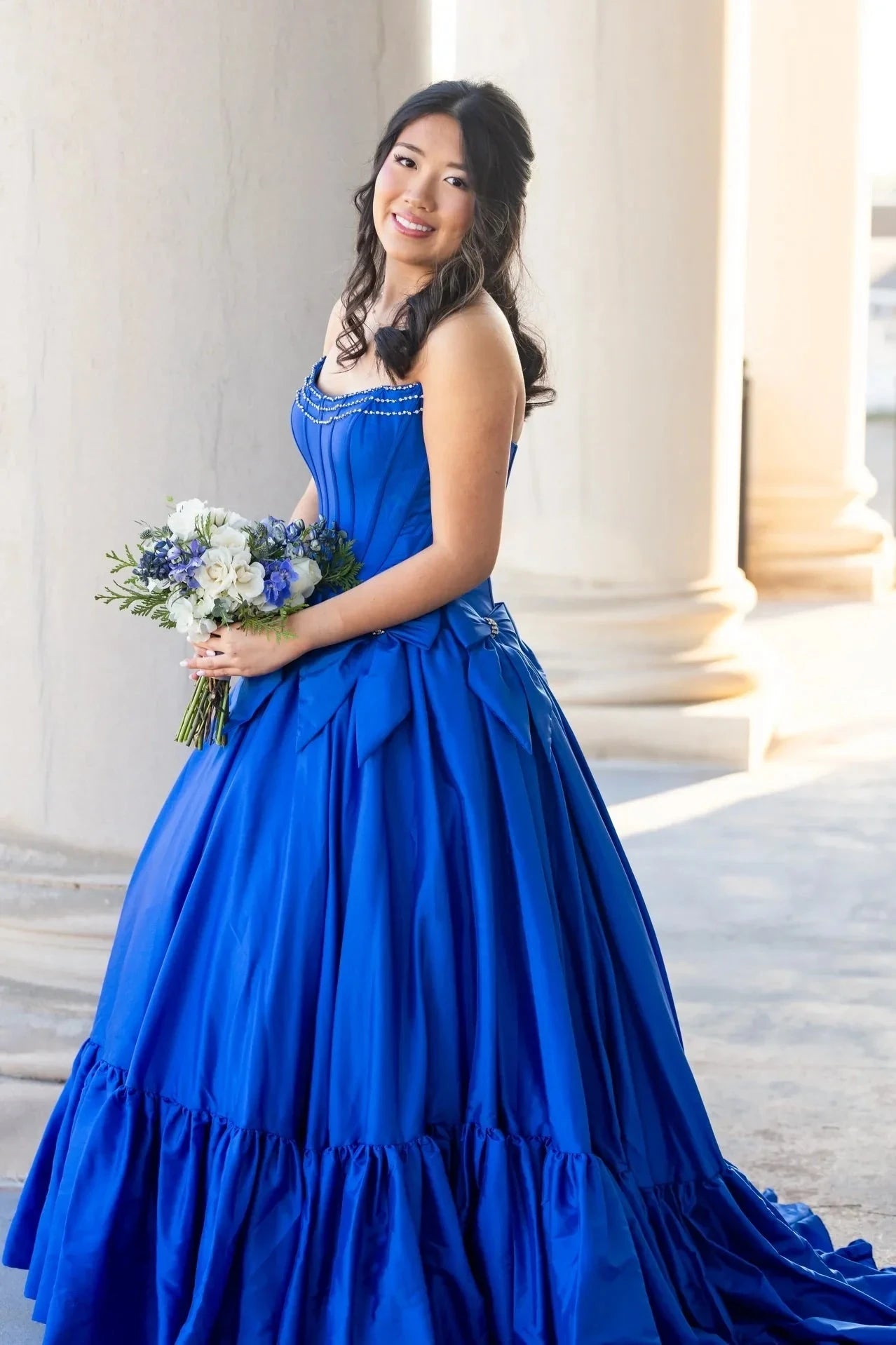 Gorgeous Ball-Gown Strapless Sleeveless Beaded-Bodice Floor-Length Prom Evening Formal Dress by JiMiss Dresses