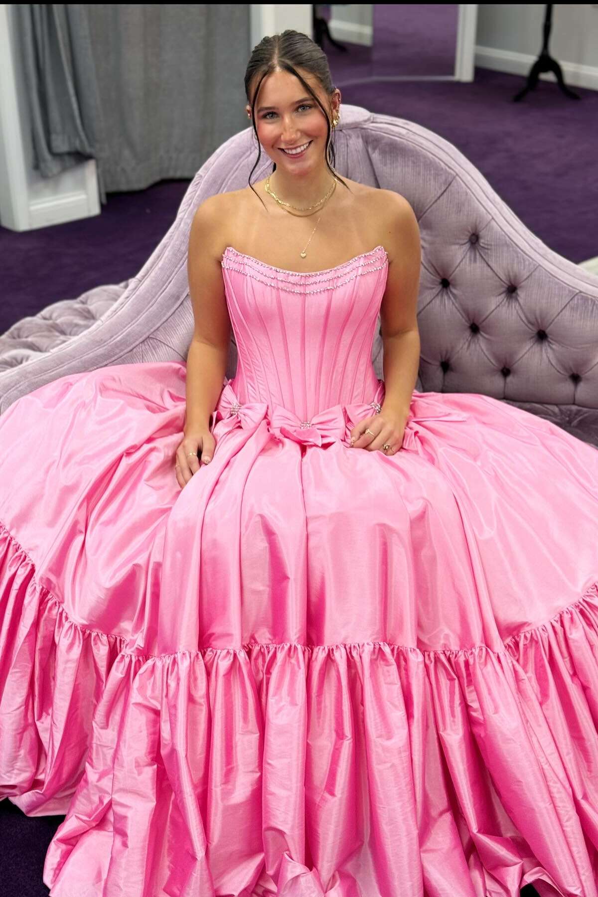 Gorgeous Ball-Gown Strapless Sleeveless Beaded-Bodice Floor-Length Prom Evening Formal Dress by JiMiss Dresses