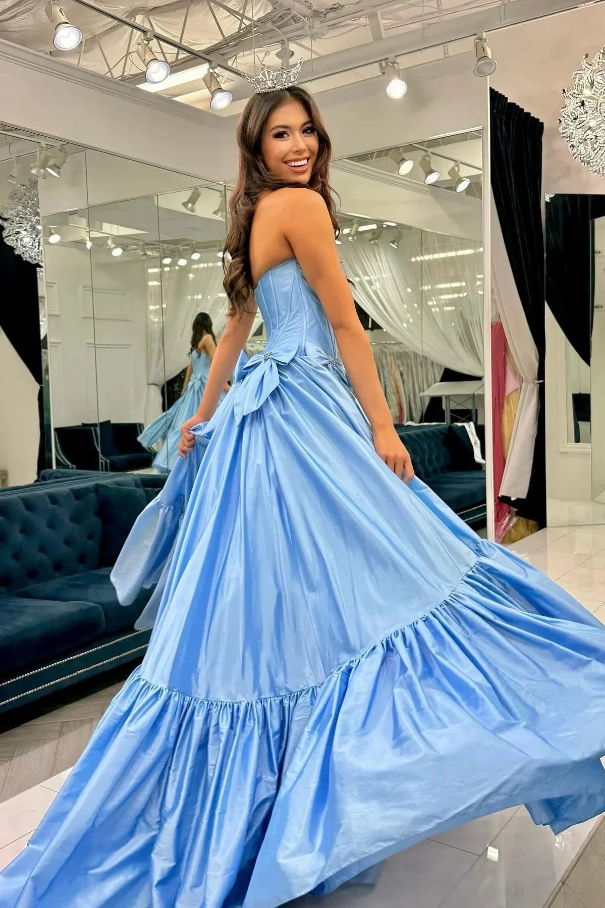 Gorgeous Ball-Gown Strapless Sleeveless Beaded-Bodice Floor-Length Prom Evening Formal Dress by JiMiss Dresses