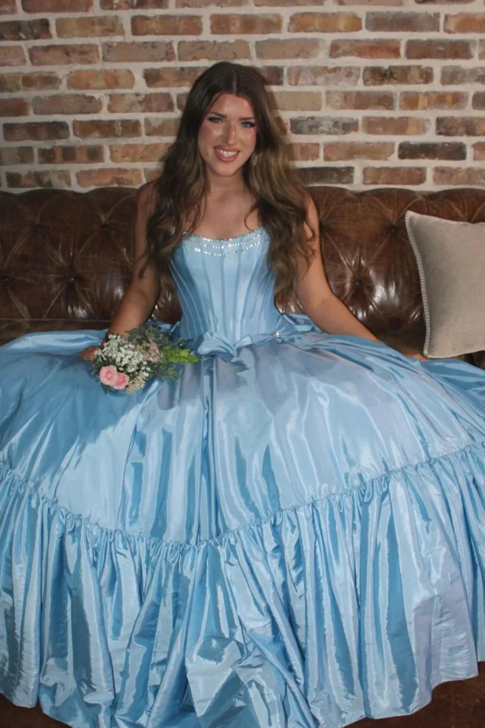 Gorgeous Ball-Gown Strapless Sleeveless Beaded-Bodice Floor-Length Prom Evening Formal Dress by JiMiss Dresses