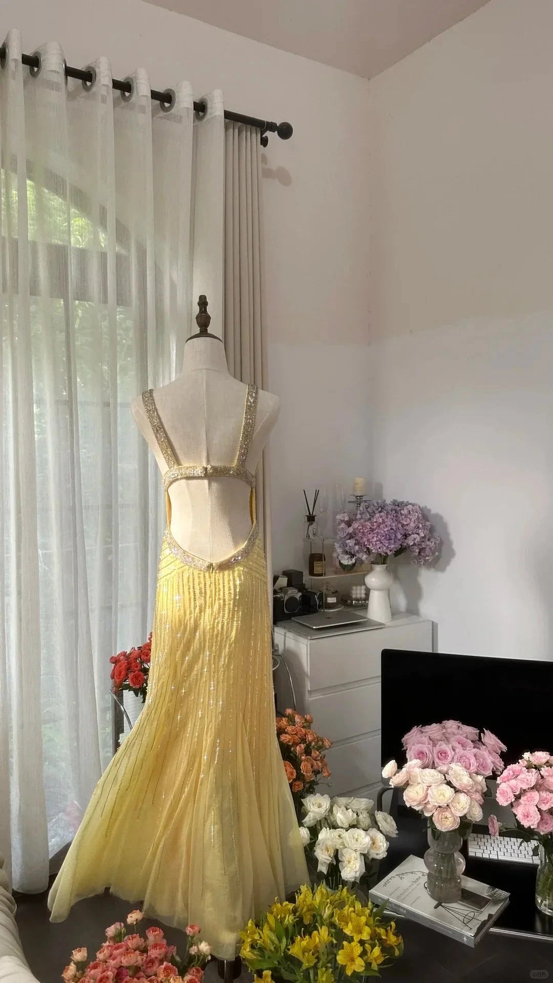 Gorgeous Shiny Fashion Elegant Exquisite Beaded Long simple gentle atmospheric and unique desi Bring summer colors to enhance whiteness by YiHuiw