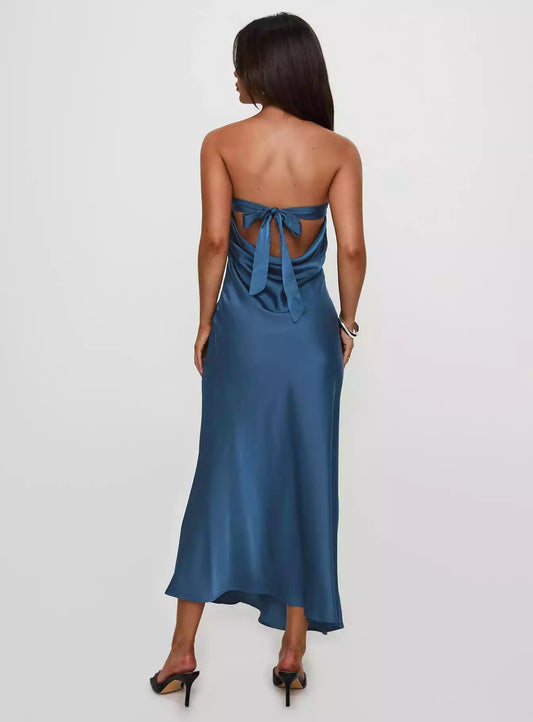 Gorgeous long slim fit back strap, hidden zipper on the side, non elastic Prom Dresses