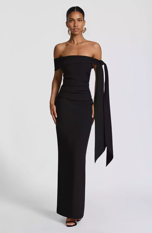 Gorgeous pleated asymmetrical off shoulder neckline fully lined with hanging pleats and lace details Prom Dresses