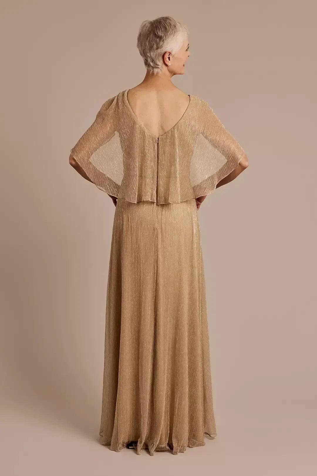 Graceful A Line Boat Neck Flutter Sleeve Zipper Back Floor Length Mother of the Bride Dress by YiHuiw