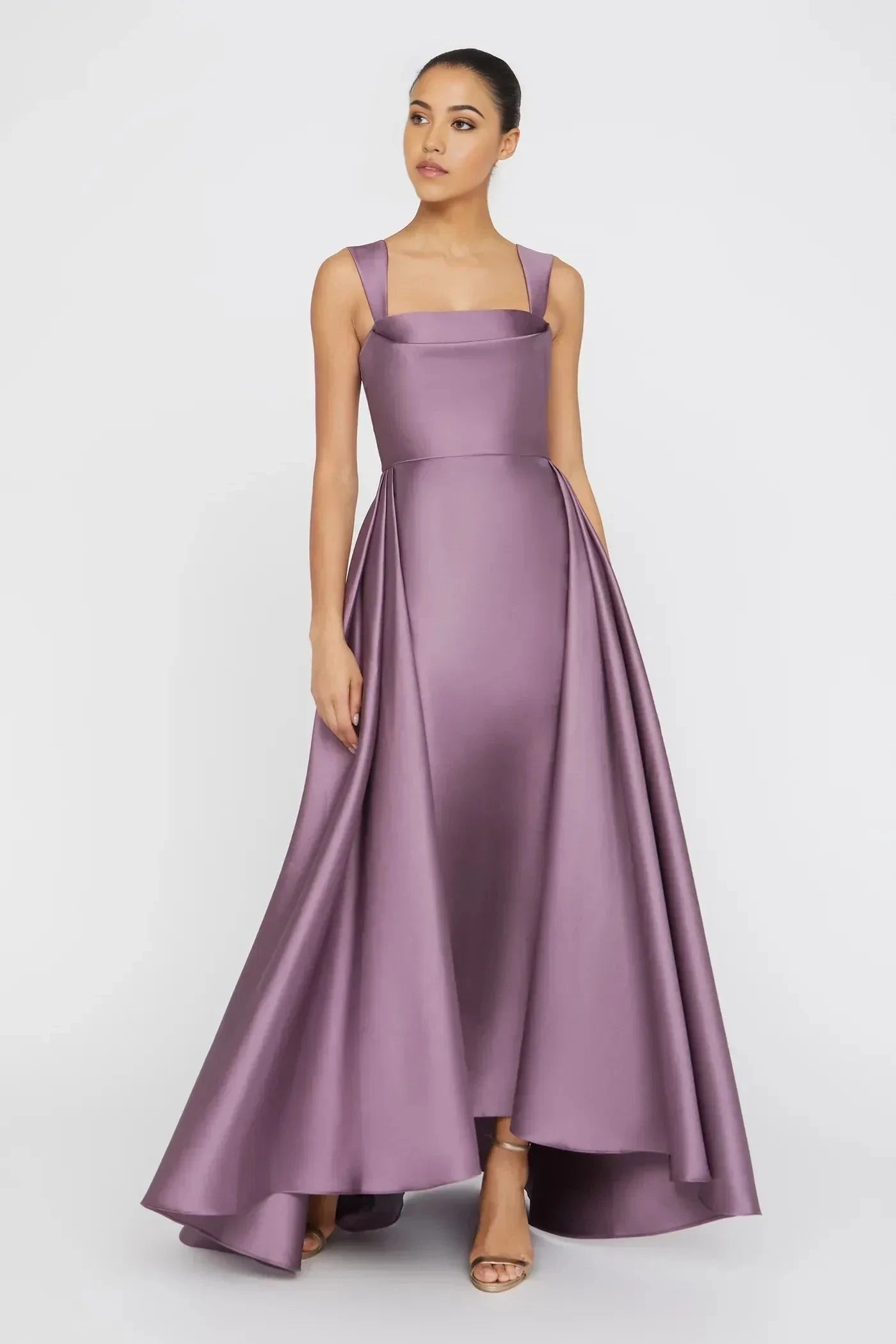Graceful A Line Square Neck Sleeveless Open Back High Low Floor Length Prom Dress by YiHuiw