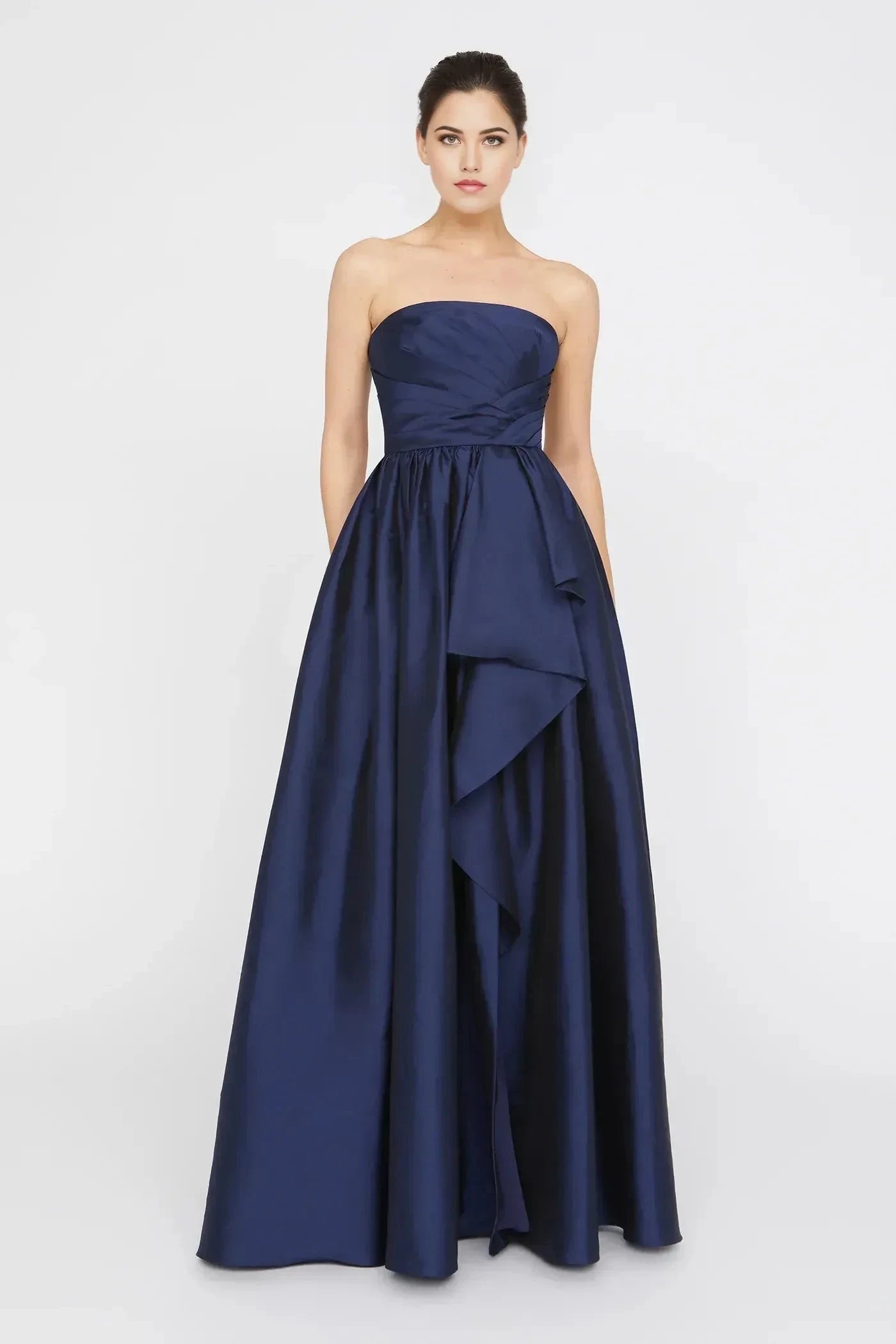 Graceful Ball Gown Strapless Sleeveless Ruffled Back Floor Length Prom Dress by YiHuiw