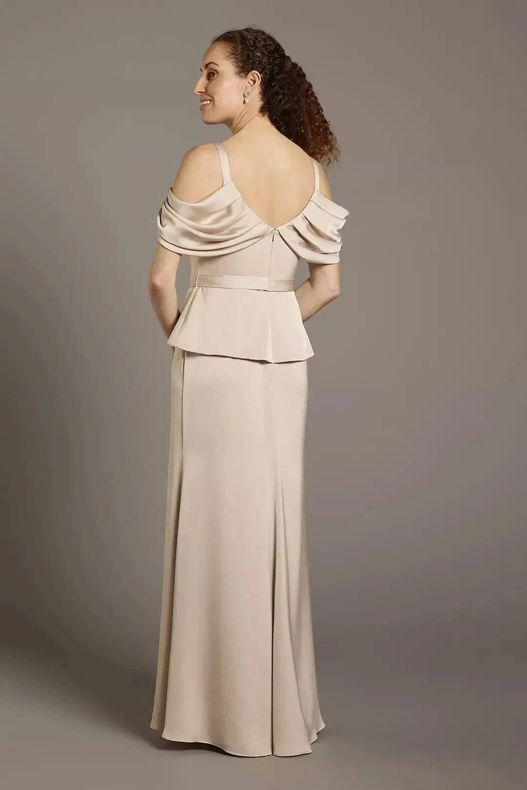 Graceful Mermaid Off Shoulder Flutter Sleeve Embellished Back Floor Length Mother of the Bride Dress by YiHuiw