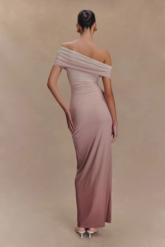 Graceful Mermaid One Shoulder Cap Sleeve Draped Back Floor Length Prom Dress by YiHuiw