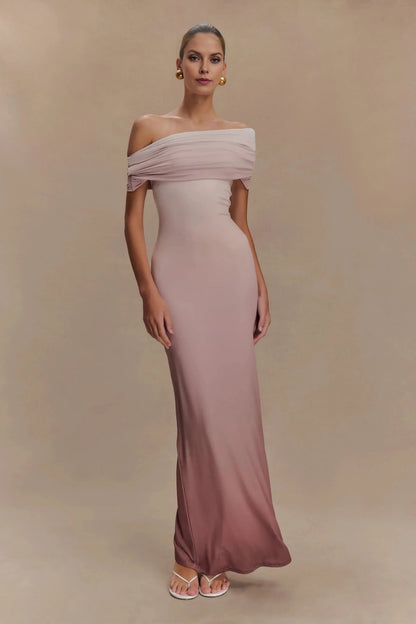Graceful Mermaid One Shoulder Cap Sleeve Draped Back Floor Length Prom Dress by YiHuiw