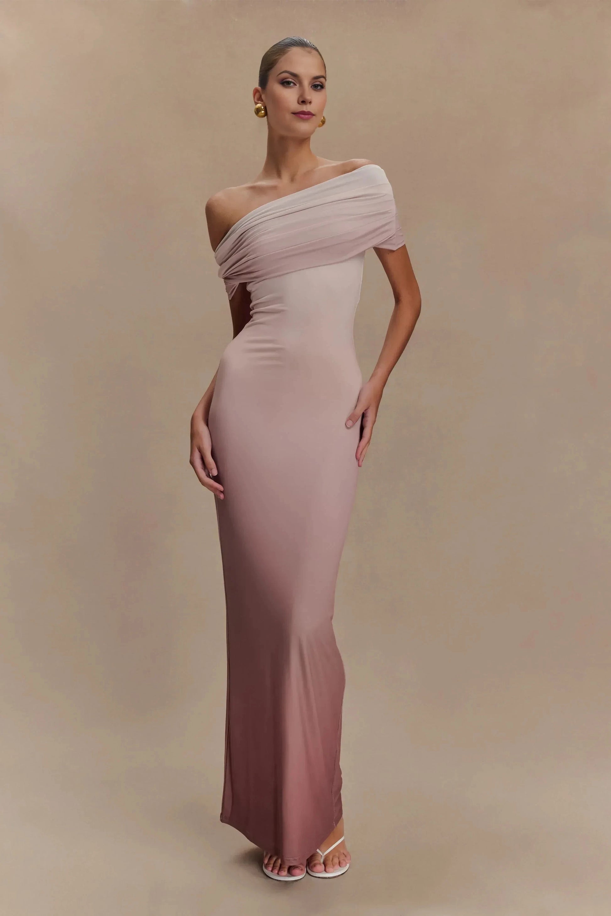 Graceful Mermaid One Shoulder Cap Sleeve Draped Back Floor Length Prom Dress by YiHuiw