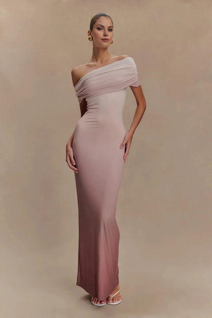 Graceful Mermaid One Shoulder Cap Sleeve Draped Back Floor Length Prom Dress by YiHuiw