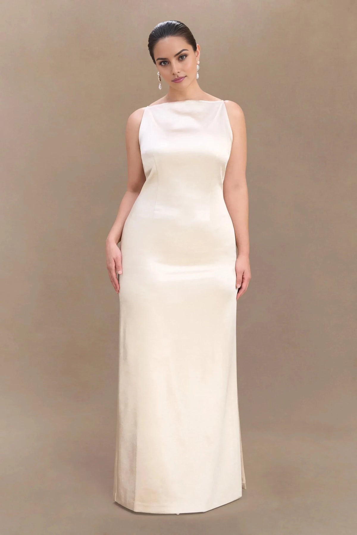 Graceful Plus Size Sheath Boat Neck Sleeveless Back Zipper Floor Length Prom Dress by YiHuiw