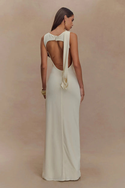 Graceful Sheath Boat Neck Sleeveless Open Back Floor Length Prom Dress by YiHuiw