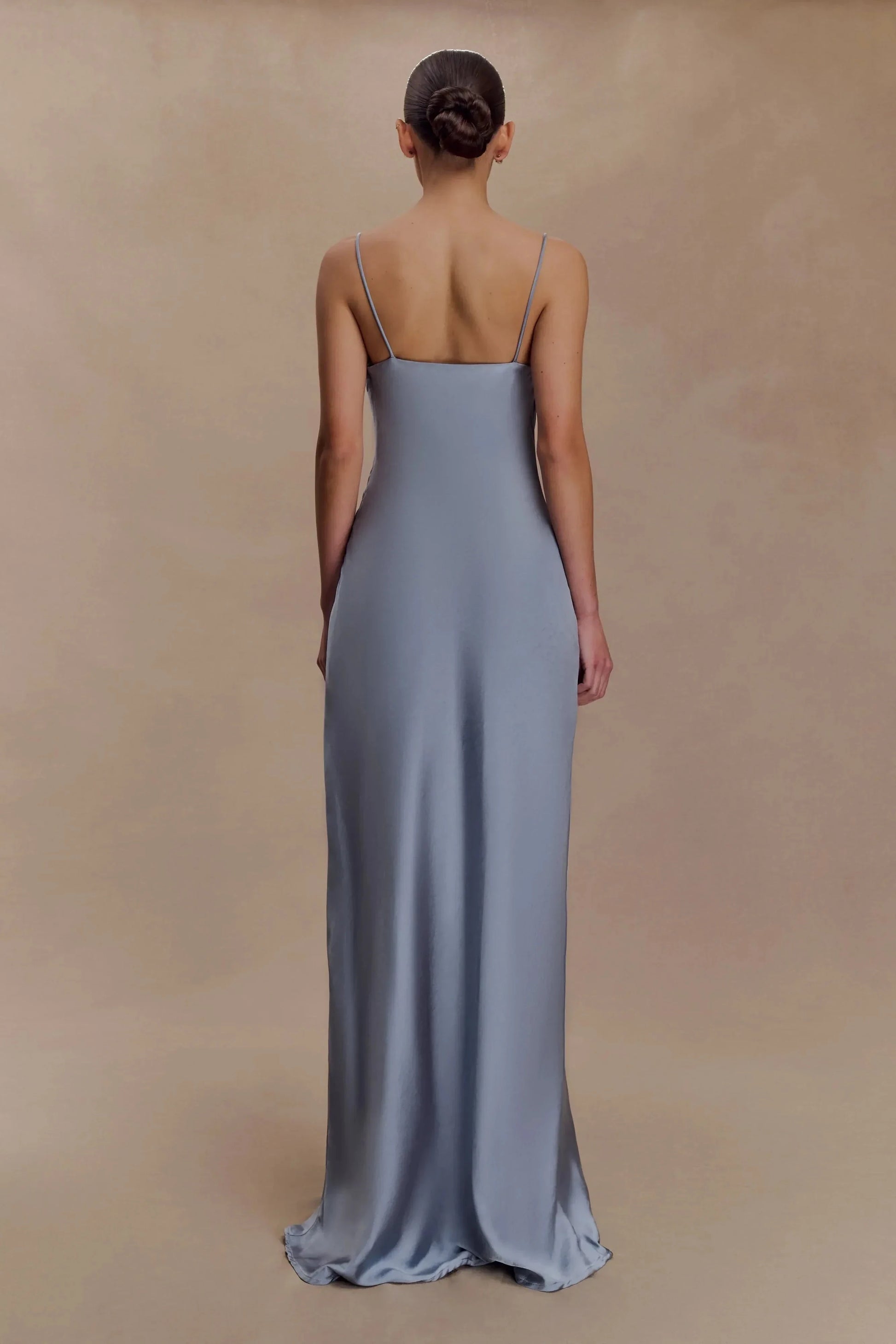 Graceful Sheath Cowl Neck Spaghetti Strap Open Back Floor Length Prom Dress by YiHuiw