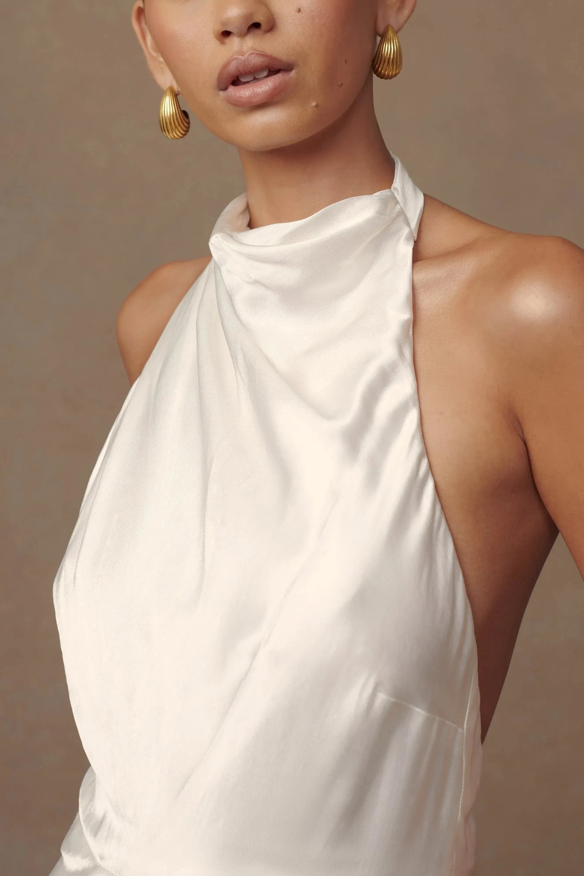 Graceful Sheath Halter Neck Sleeveless Buttoned Open Back Floor Length Prom Dress by YiHuiw