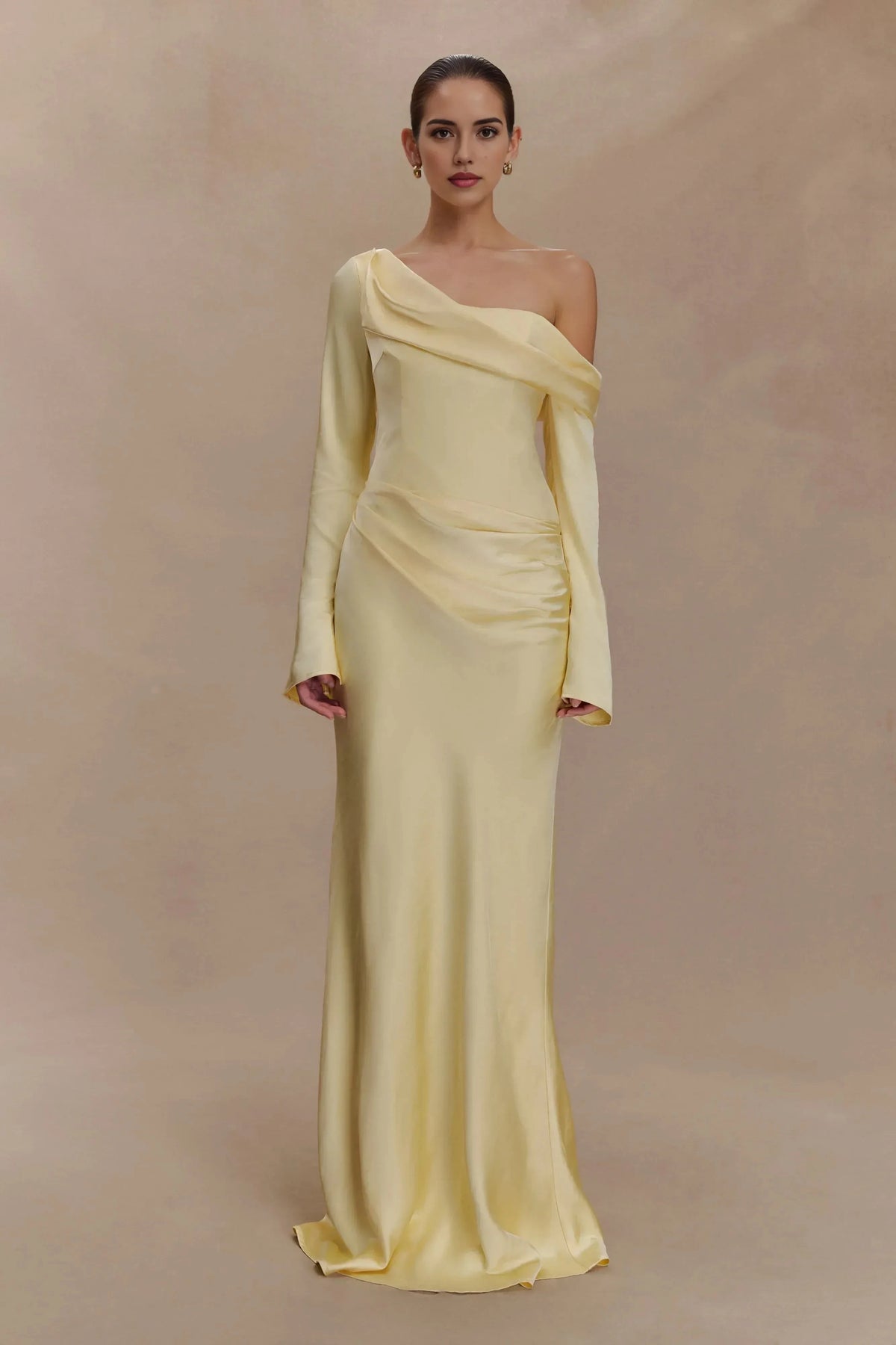 Graceful Sheath One Shoulder Long Sleeve Open Back Floor Length Prom Dress by YiHuiw