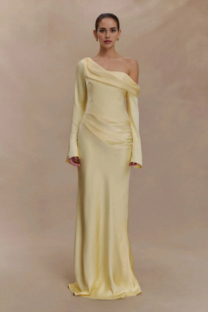 Graceful Sheath One Shoulder Long Sleeve Open Back Floor Length Prom Dress by YiHuiw