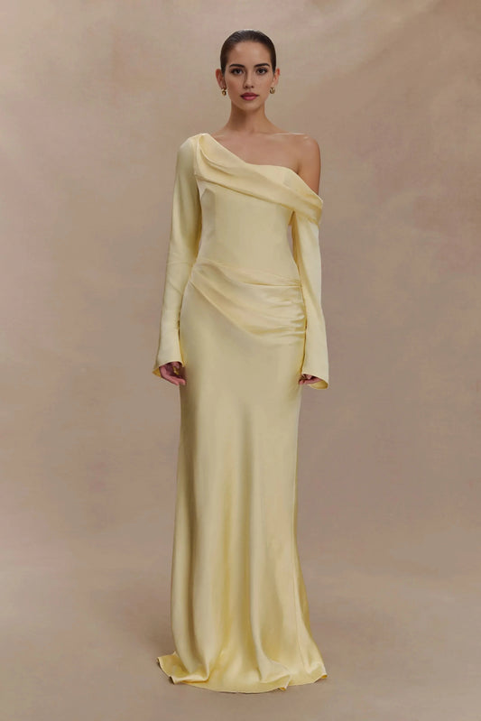Graceful Sheath One Shoulder Long Sleeve Open Back Floor Length Prom Dress by YiHuiw