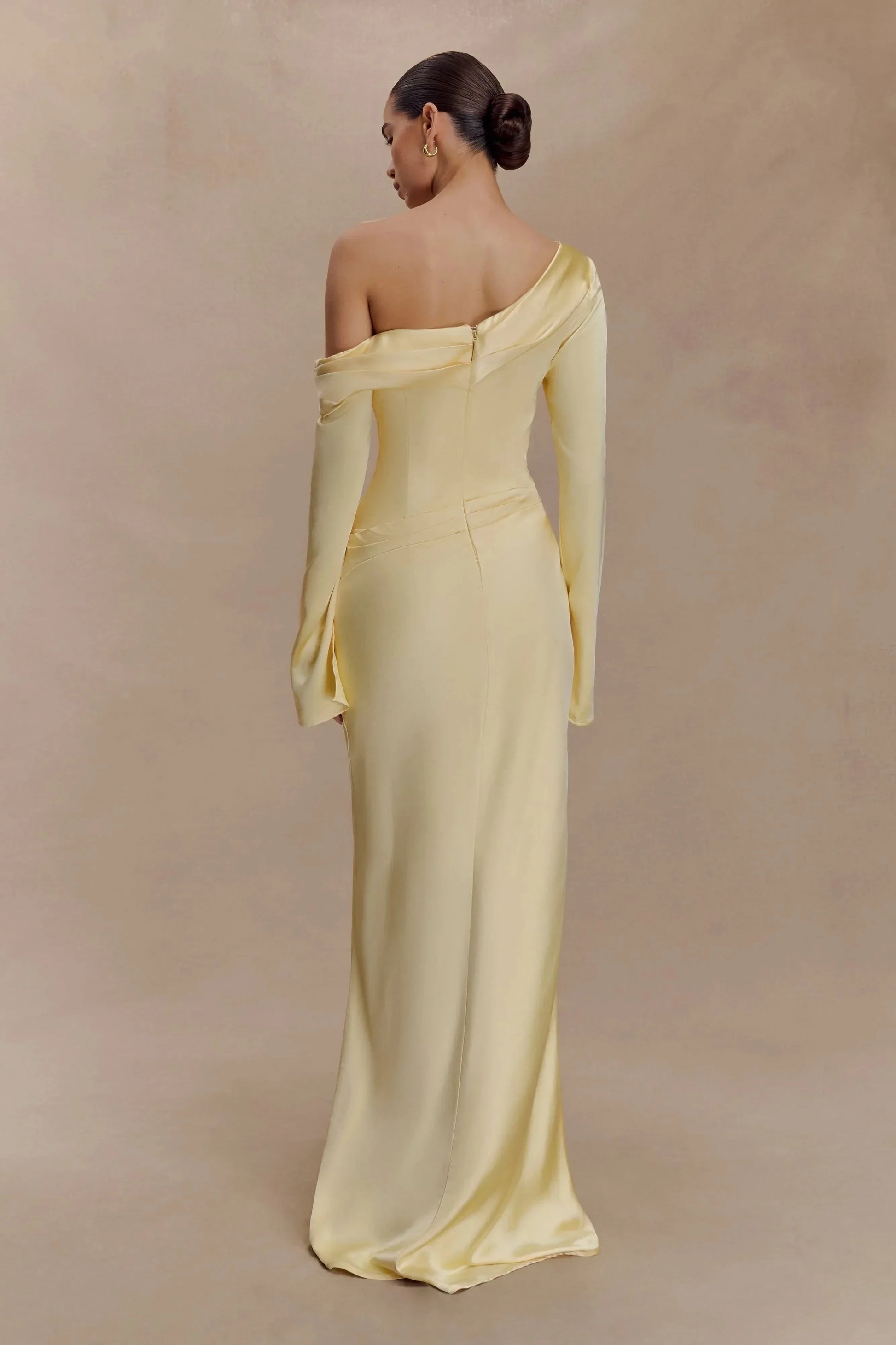 Graceful Sheath One Shoulder Long Sleeve Open Back Floor Length Prom Dress by YiHuiw