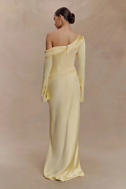 Graceful Sheath One Shoulder Long Sleeve Open Back Floor Length Prom Dress by YiHuiw