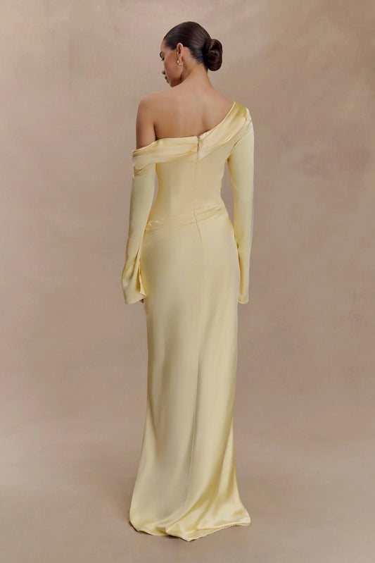 Graceful Sheath One Shoulder Long Sleeve Open Back Floor Length Prom Dress by YiHuiw