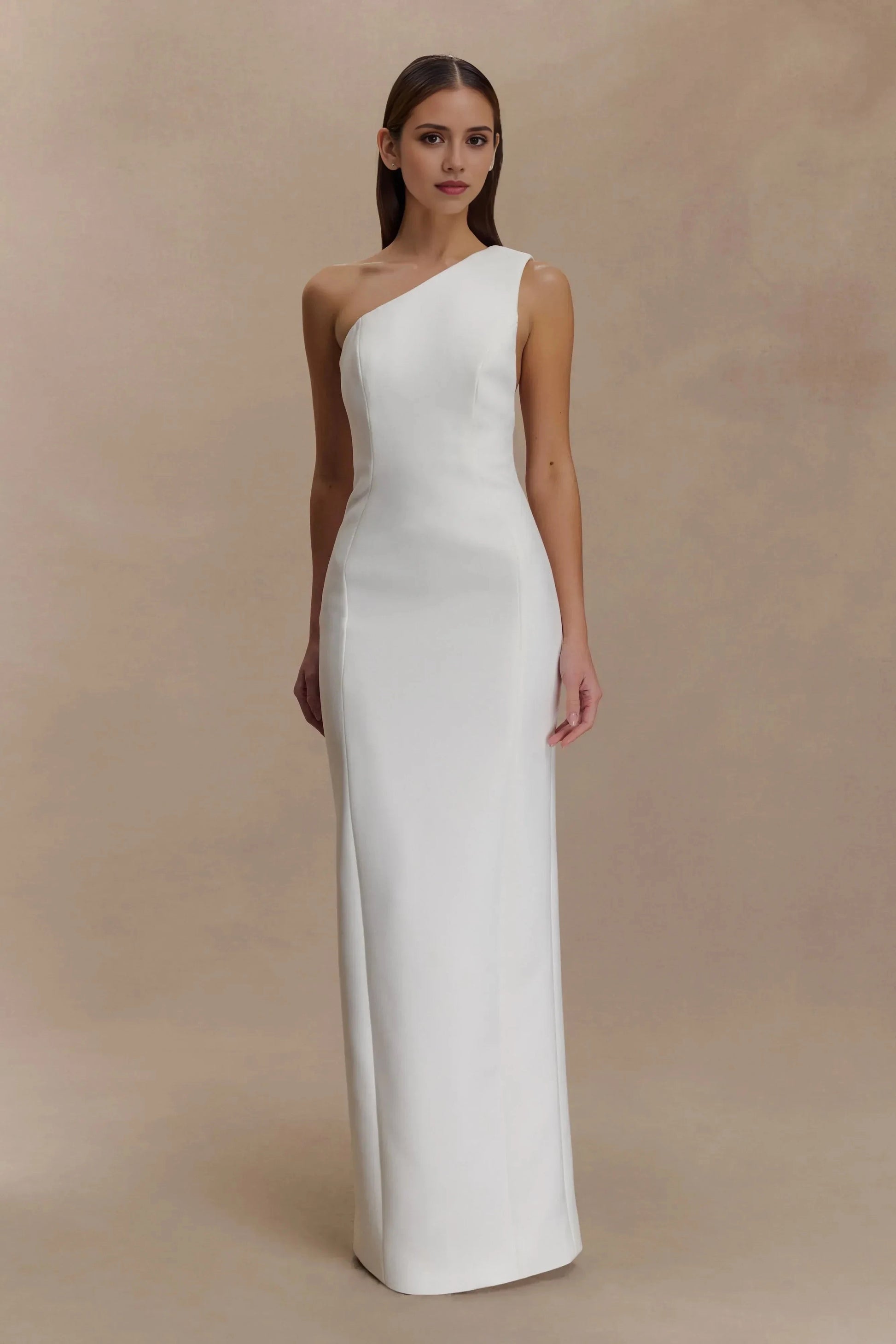 Graceful Sheath One Shoulder Sleeveless Back Slit Floor Length Prom Dress by YiHuiw