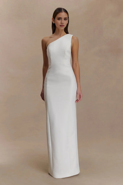 Graceful Sheath One Shoulder Sleeveless Back Slit Floor Length Prom Dress by YiHuiw