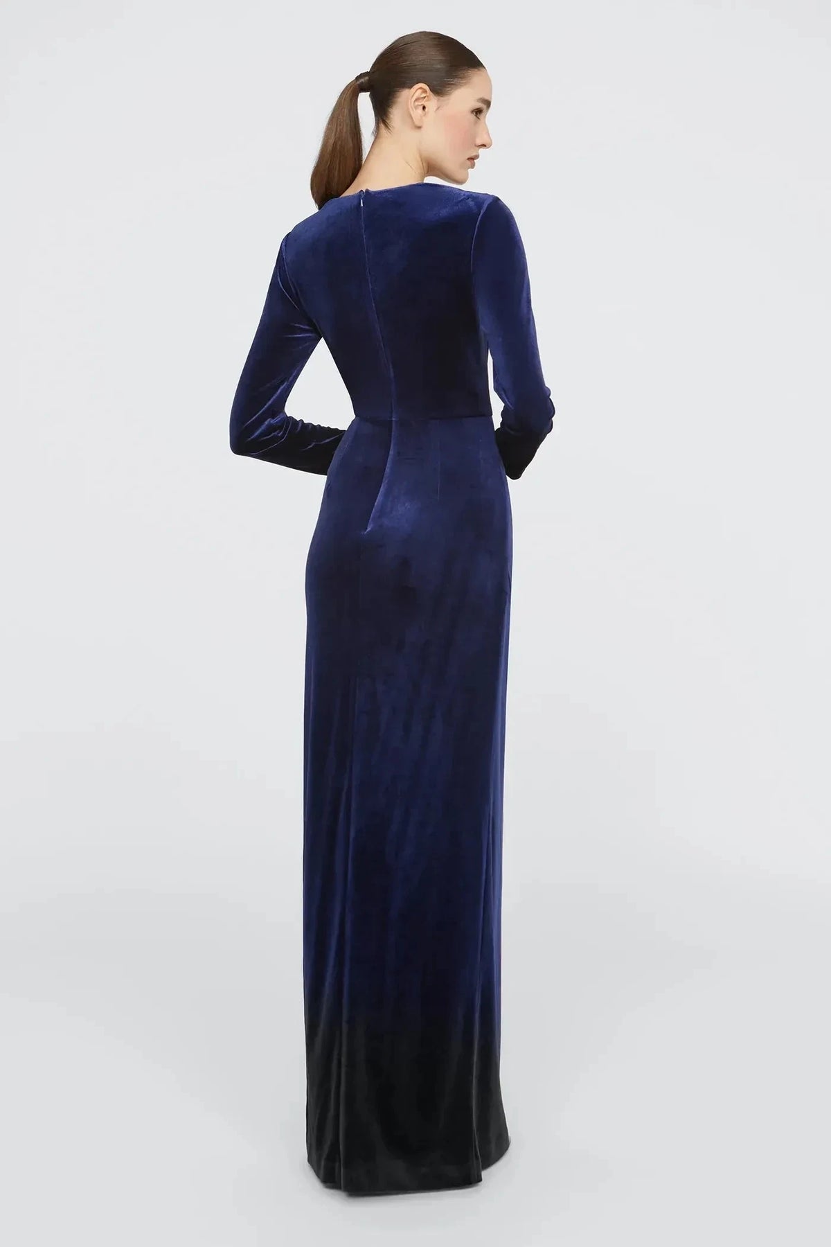 Graceful Sheath Square Neck Long Sleeve Beaded Back Floor Length Prom Dress by YiHuiw
