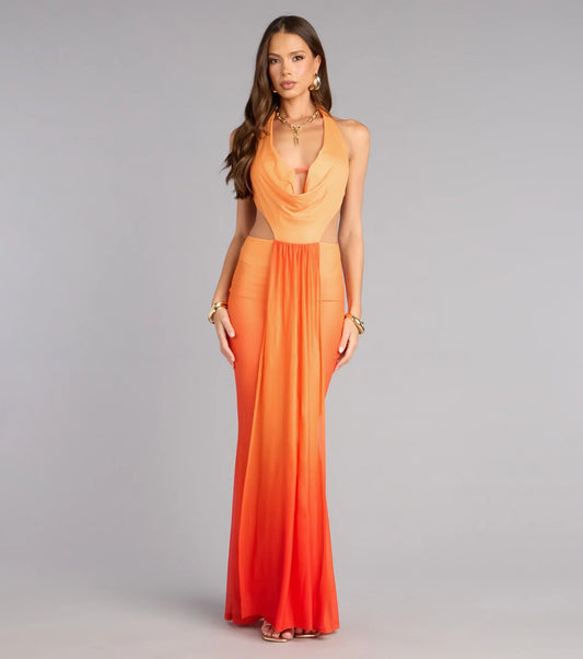 Mermaid Halter Sleeveless Cutout Floor-Length Wedding Dress - Yihuiw by Yihuiw