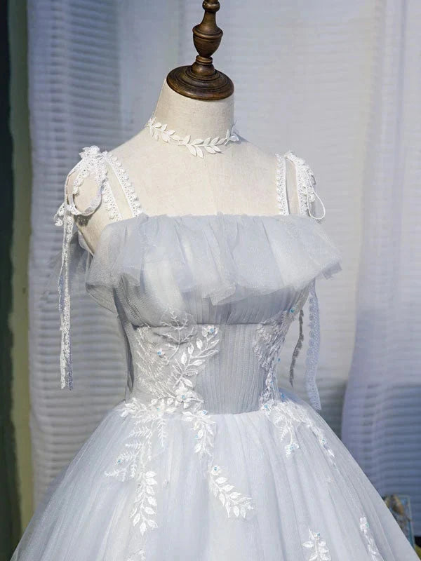 Gray tulle lace short prom dress gray tulle homecoming dress simple gentle atmospheric and unique desi Bring summer colors to enhance whiteness by YiHuiw