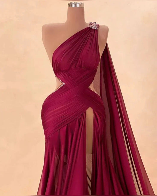 Green Sexy Elegant Waist-baring Long Satin Prom Dress Evening Dress simple gentle atmospheric and unique desi Bring summer colors to enhance whiteness by YiHuiw