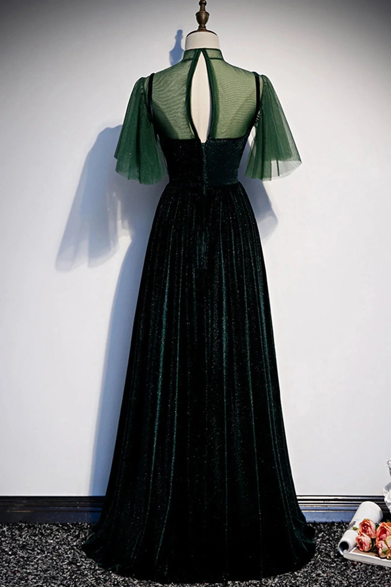 Green Velvet Long A-Line Prom Dress Green Formal Evening Dress simple gentle atmospheric and unique desi Bring summer colors to enhance whitenes by YiHuiw