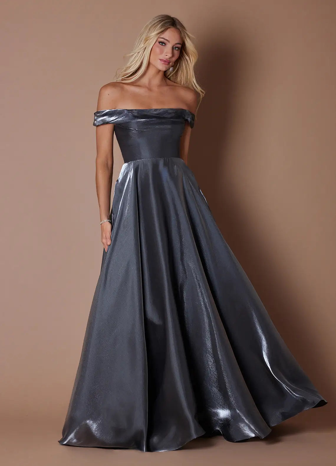Ball Gown Off-Shoulder Draped Floor-Length Wedding Gown - Yihuiw by Yihuiw