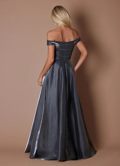 Ball Gown Off-Shoulder Draped Floor-Length Wedding Gown - Yihuiw by Yihuiw