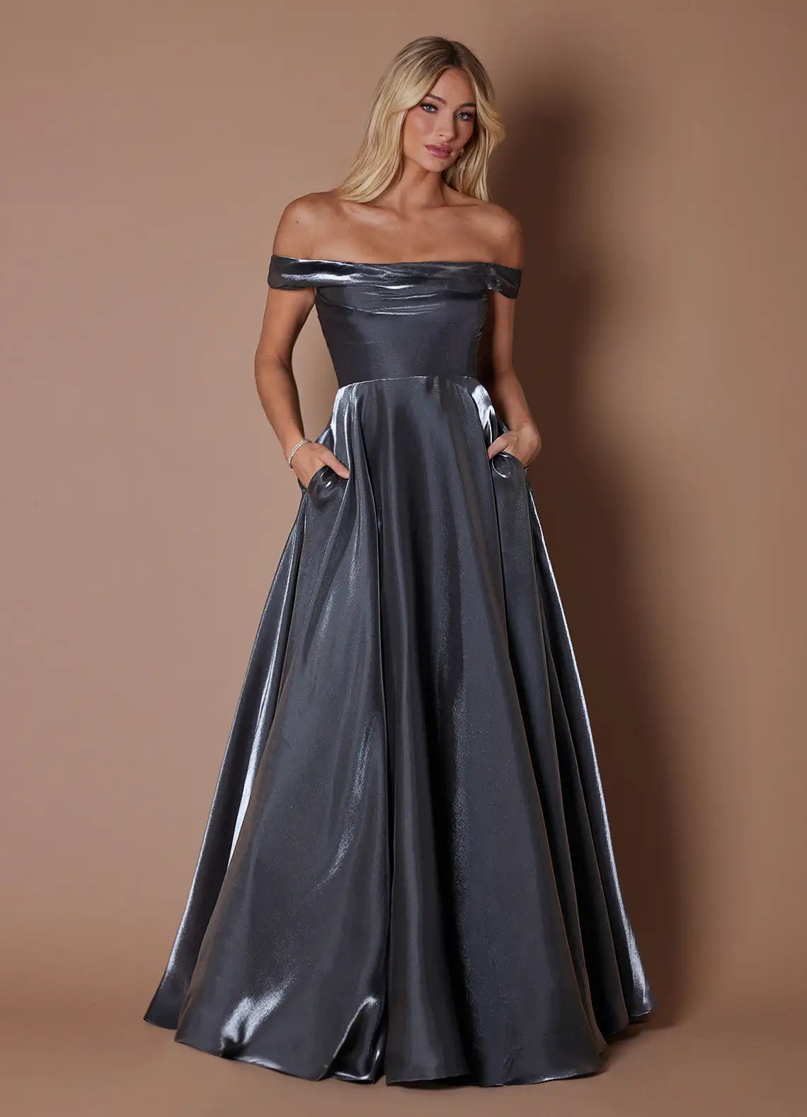 Ball Gown Off-Shoulder Draped Floor-Length Wedding Gown - Yihuiw by Yihuiw