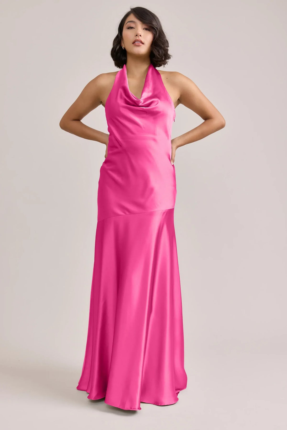 Mermaid Halter Satin Button Back Wedding Dress - Yihuiw by Yihuiw
